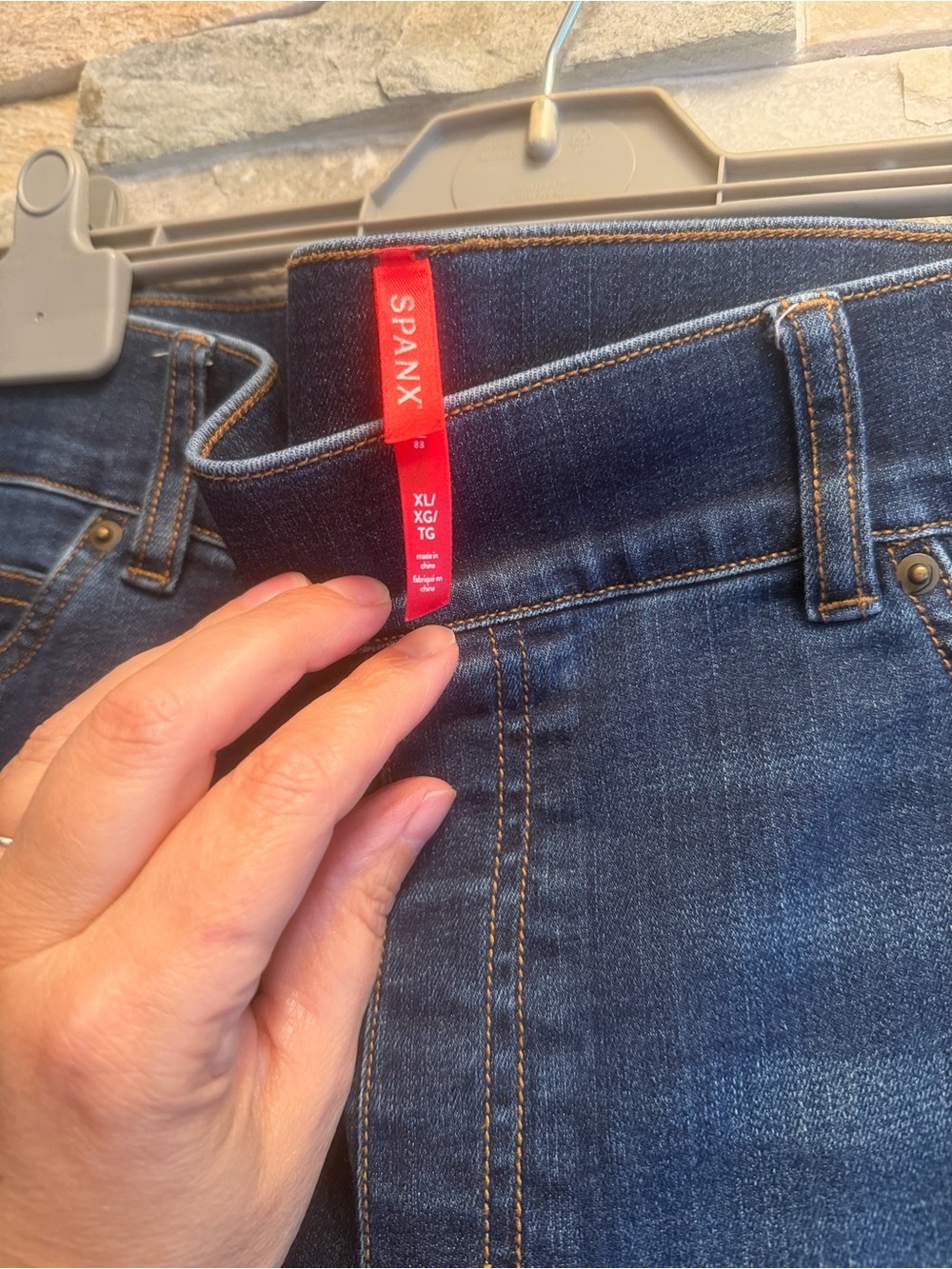 SPANX Dark Blue High-Rise Flare Jeans - Picture 6 of 13